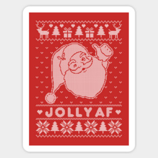 JOLLY AF Ugly Christmas Sweater Magnet