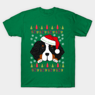 Ugly Christmas Sweater Bernese Mt Dog Santa T-Shirt
