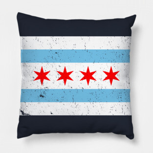 Vintage Distressed Chicago City Flag Pillow