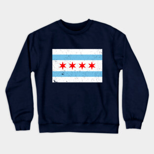 Vintage Distressed Chicago City Flag Crewneck Sweatshirt