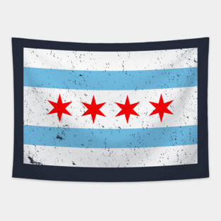 Vintage Distressed Chicago City Flag Tapestry