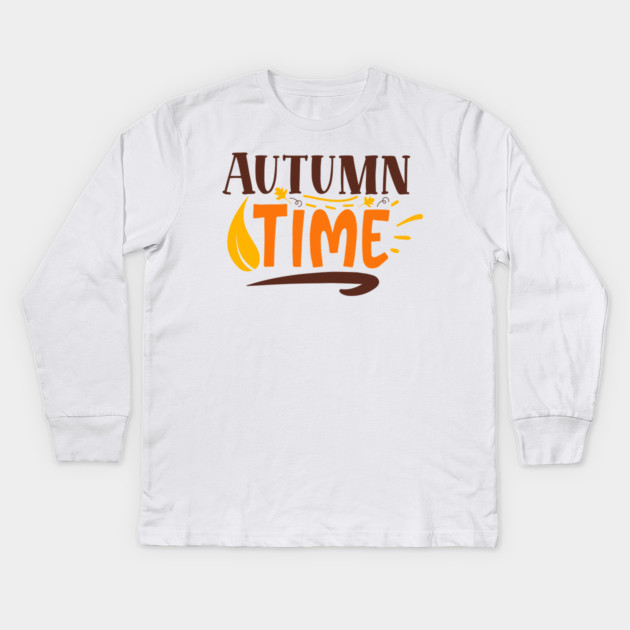 Autumn Time Kids Long Sleeve T-Shirt by DrollDrifter
