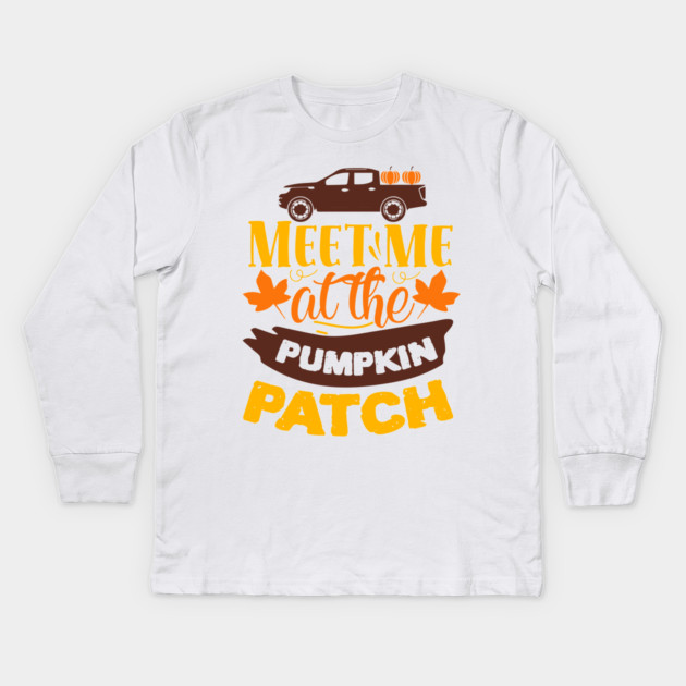 Meet me at the pumpkin patch Kids Long Sleeve T-Shirt by DrollDrifter