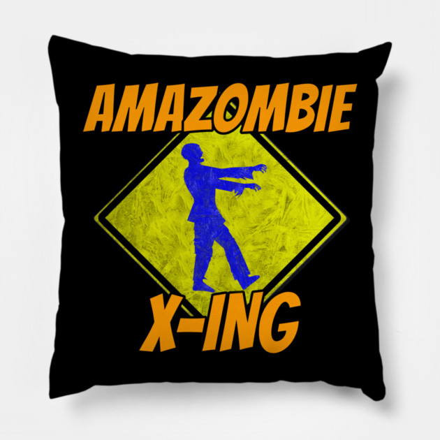 Amazombie Crossing Pillow by belownormal