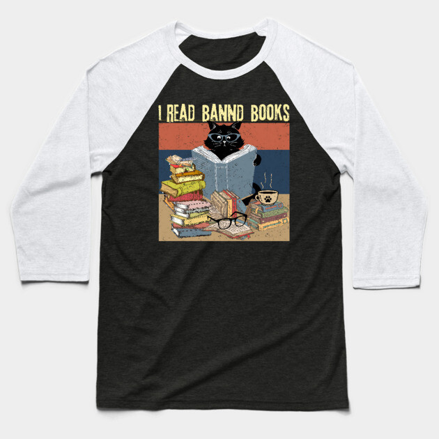 Cat I Read Banned Books Baseball T-Shirt by The WYLD Tribe