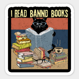 Cat I Read Banned Books Sticker