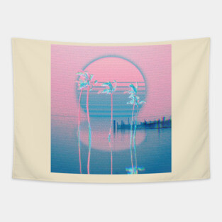 Vaporwave aesthetic purple and teal Tapestry
