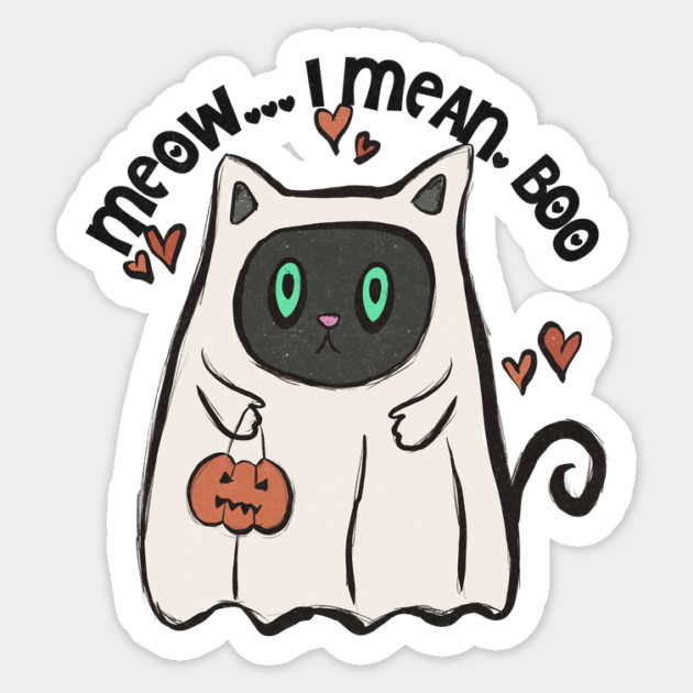 Meow I Mean Boo Cat Halloween Costume Sticker by The WYLD Tribe