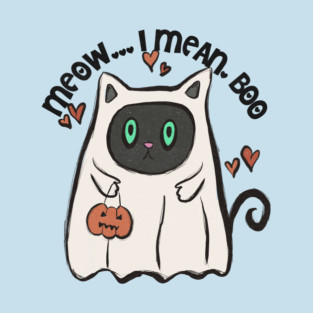 Meow I Mean Boo Cat Halloween Costume T-Shirt