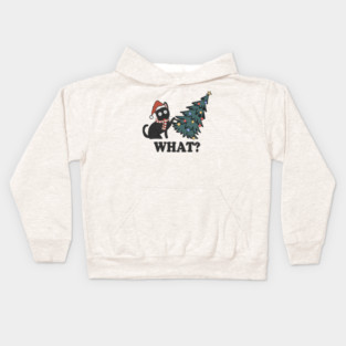 Cat Pushing Christmas Tree Kids Hoodie