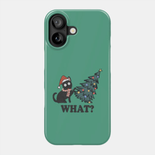 Cat Pushing Christmas Tree Phone Case