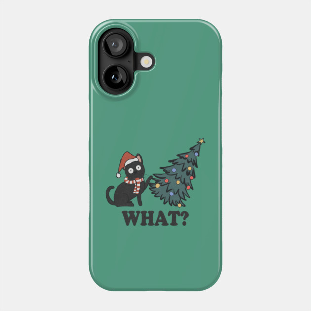 Cat Pushing Christmas Tree Phone Case by The WYLD Tribe