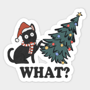 Cat Pushing Christmas Tree Magnet