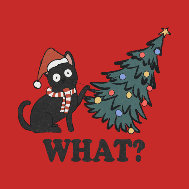 Cat Pushing Christmas Tree by The WYLD Tribe