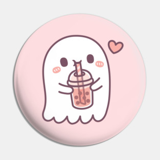 Cute Ghost Loves Boba Tea Pin