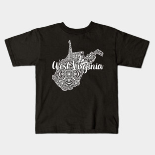 Patriotic Decorative Mandala Style Map of West Virginia Kids T-Shirt