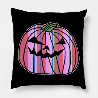 Blue Pink Stripes Halloween Horror Pumpkin Pillow