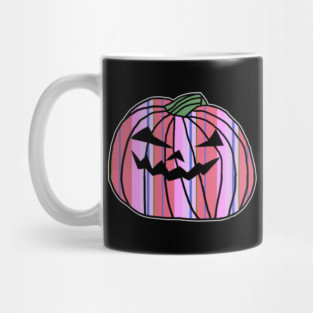Blue Pink Stripes Halloween Horror Pumpkin Mug