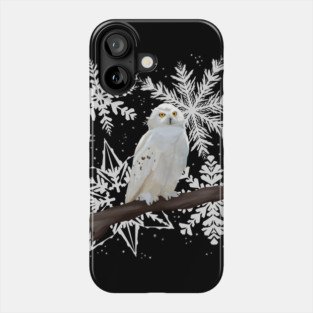 Snowy owl on snowflake pattern Phone Case