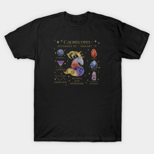 Crystal Zodiac Capricorn Collage T-Shirt