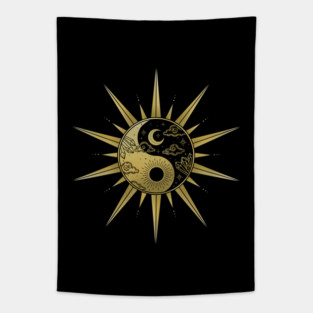 Crystal Yin Yang Sunburst Tapestry