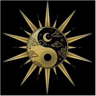 Crystal Yin Yang Sunburst Posters and Art