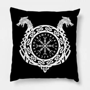 'Viking Helm Of Awe' Amazing Viking Rune Norse Symbol Pillow