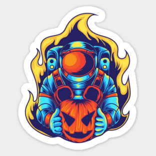 Astronaut Halloween Pumpkin Sticker