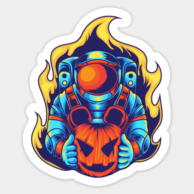 Astronaut Halloween Pumpkin Sticker by The WYLD Tribe