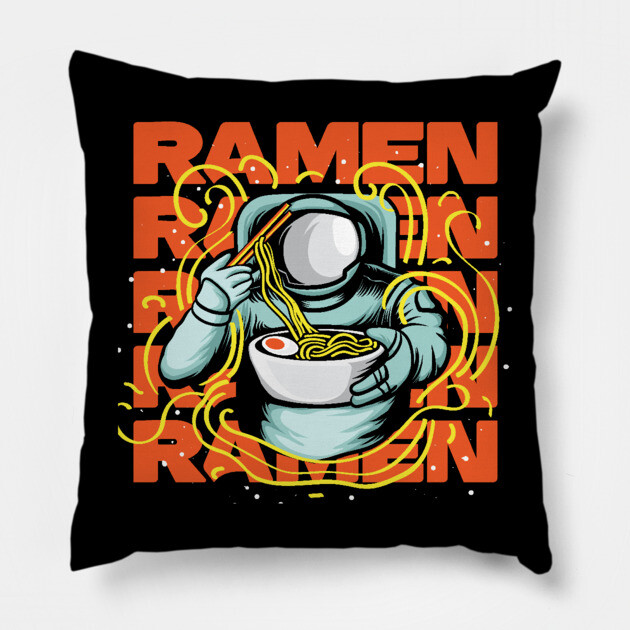 Astronaut Ramen Noodle Lover Pillow by The WYLD Tribe