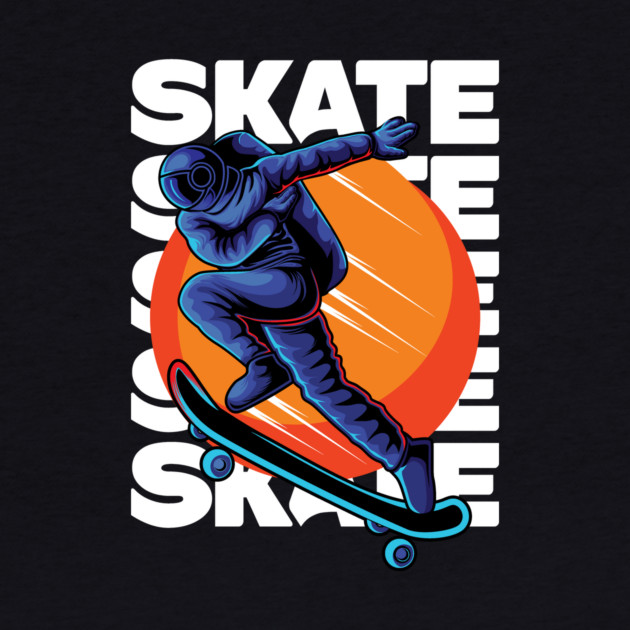 Astronaut Skater Stakeboarding in Space by The WYLD Tribe