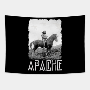 Apache Indian On Horse - Proud Native American Indian Tapestry