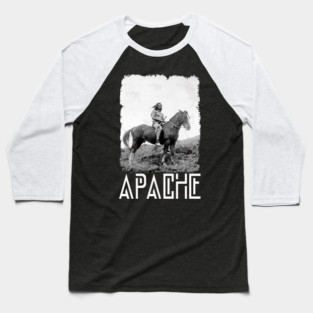 Apache Indian On Horse - Proud Native American Indian Baseball T-Shirt