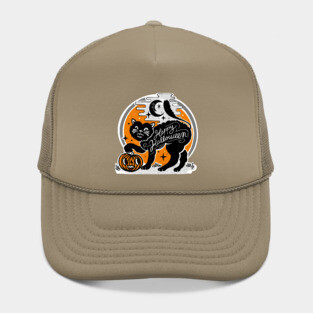 Happy halloween black cat Hat