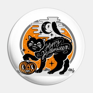 Happy halloween black cat Pin