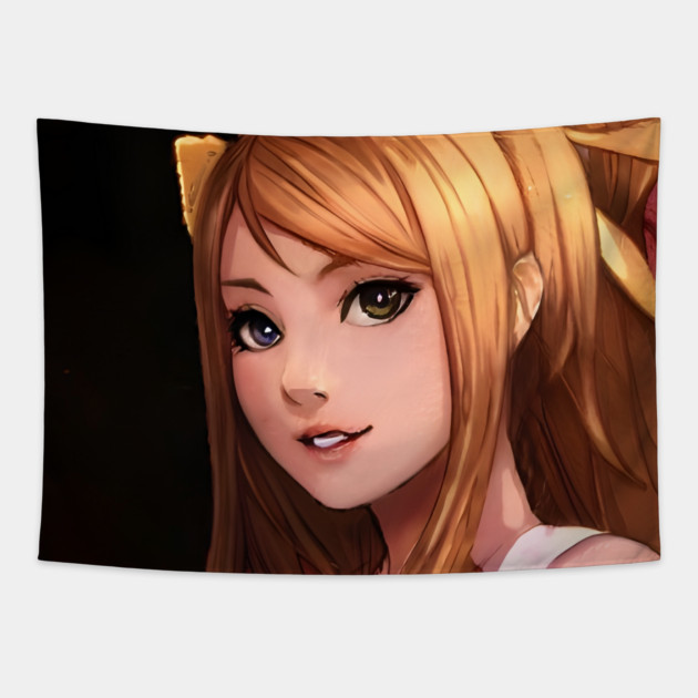 Blonde Hair Anime Girl Tapestry by animegirlnft