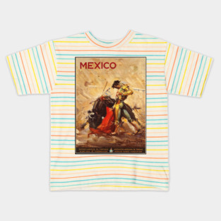 Matador and Bull - Vintage Mexico Travel Poster Design Kids T-Shirt