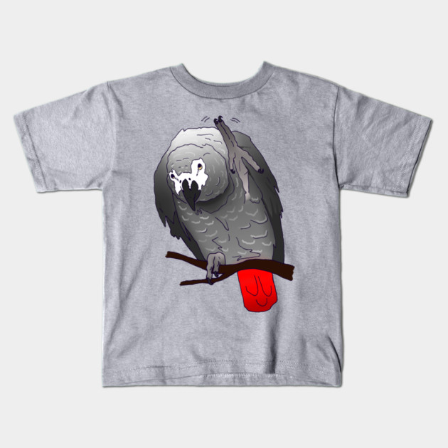 African Grey Parrot Perching Waving on a Branch Kids T-Shirt by Einstein Parrot