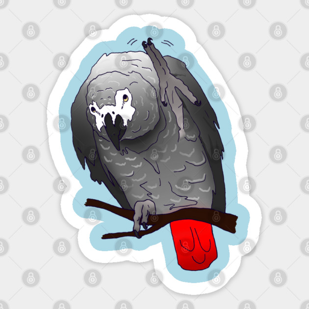 African Grey Parrot Perching Waving on a Branch Sticker by Einstein Parrot