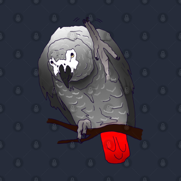 African Grey Parrot Perching Waving on a Branch by Einstein Parrot