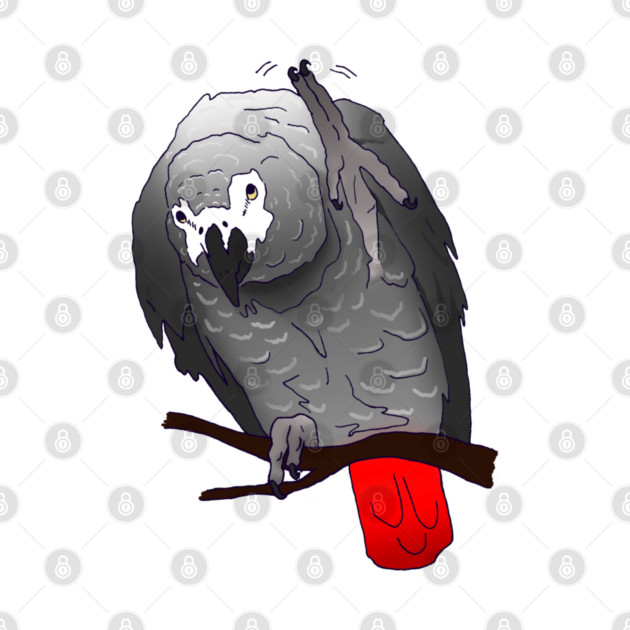 African Grey Parrot Perching Waving on a Branch by Einstein Parrot