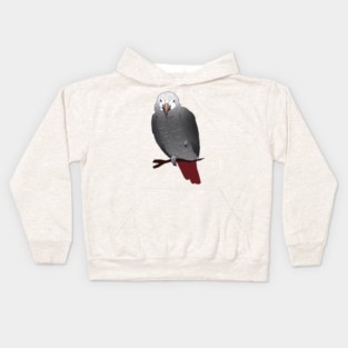 Timneh African Grey Parrot Perching on a Branch Kids Hoodie