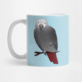 Timneh African Grey Parrot Perching on a Branch Mug