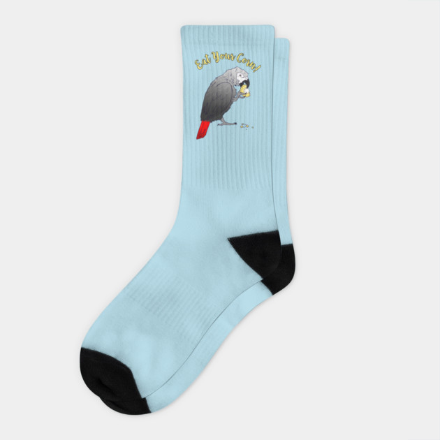 African Grey Parrot eating Corn Socks by Einstein Parrot