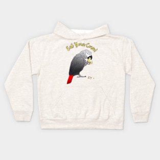 African Grey Parrot eating Corn Kids Hoodie