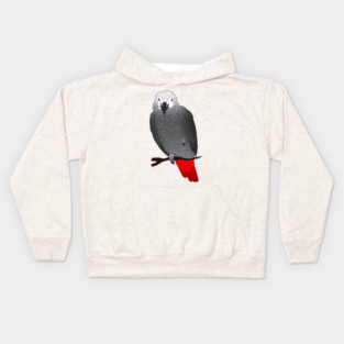 African Grey Parrot Perching on a Branch Kids Hoodie