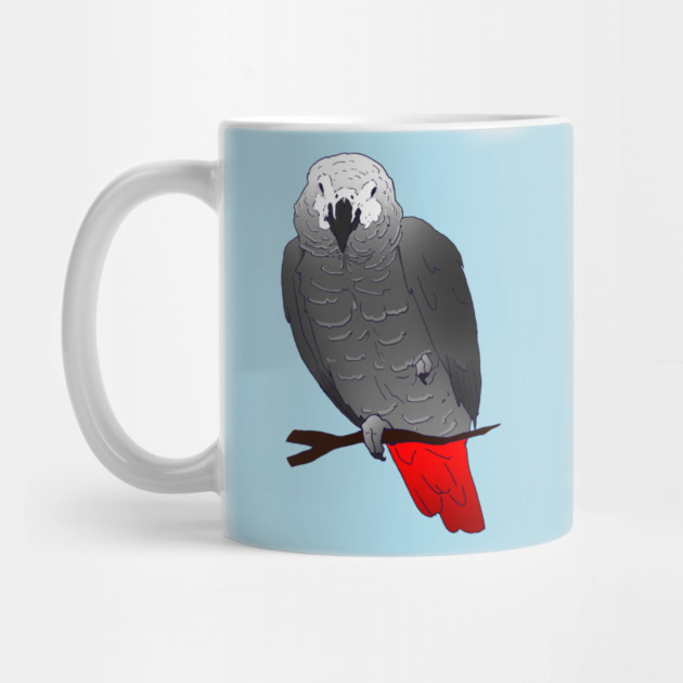 African Grey Parrot Perching and Sleeping on a Branch by Einstein Parrot