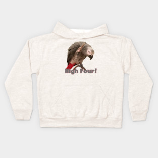 African Grey Parrot Waving High Four Kids Hoodie