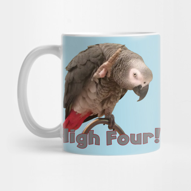 African Grey Parrot Waving High Four by Einstein Parrot