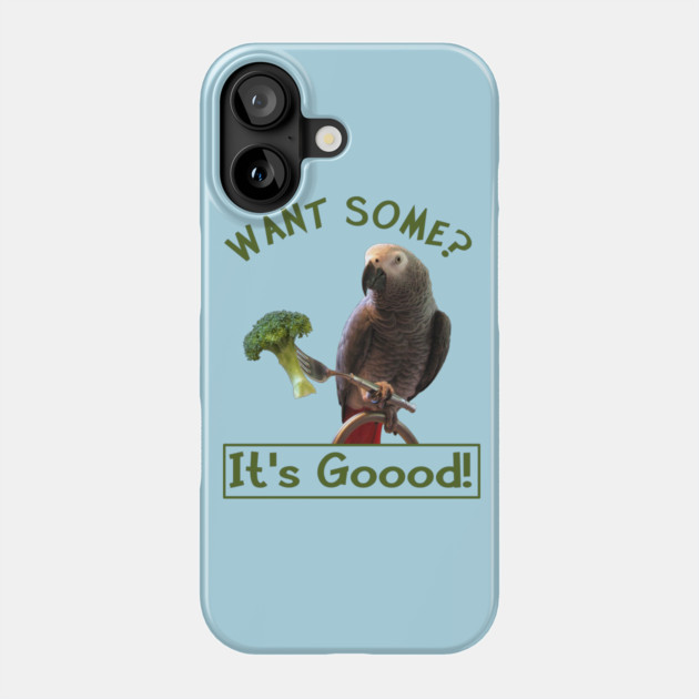 African Grey Parrot Broccoli Phone Case by Einstein Parrot